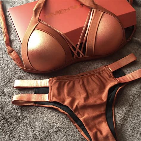 Sexy Bandage Bikini Set Tanga Das Mulheres Patchwork Pe As