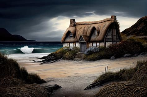 Premium Ai Image Thatched House On A Beach With The Sound Of Waves In