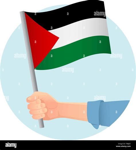 Palestine Flag In Hand Patriotic Background National Flag Of