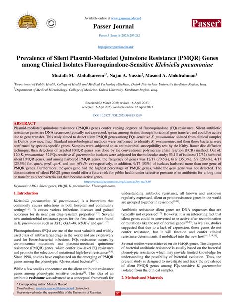 Pdf Prevalence Of Silent Plasmid Mediated Quinolone Resistance Pmqr