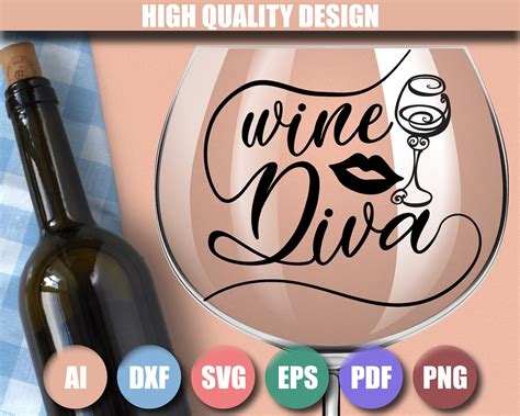 Wine Diva Svg Wine Svg Wine Glass Svg Drinking Svg Etsy