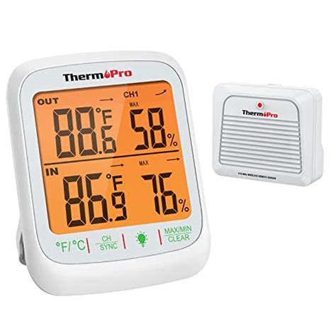 Thermopro Tp B Indoor Outdoor Thermometer Wireless Ft M Range