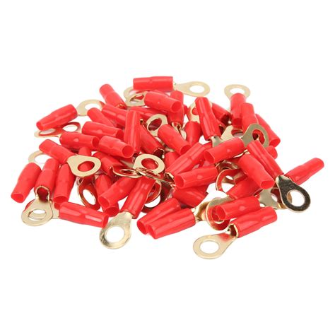 50pcs Brass Lugs Ring Terminals Connectors Wiring Connecting With Heat