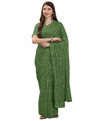 Embroidered Sequence Embroidery Georgette Dyed Saree 2866s At Rs 605