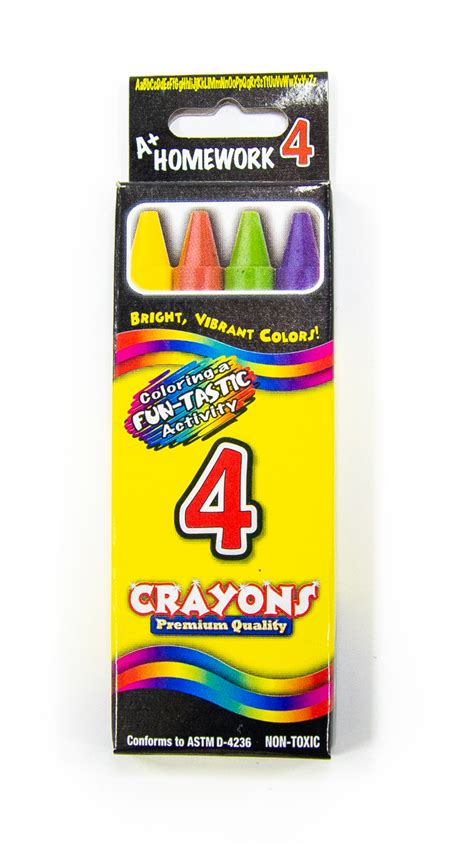 Bulk Crayons - 4 Pack, Assorted Colors, Non-Toxic - DollarDays