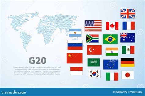 G20 World Map Countries Infographic. Saudi Arabia Turkey Brazil European G20 Country Flag. Stock ...