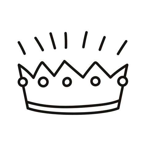 Crown In Cartoon Style Design Element Hand Drawn Line Art Vector