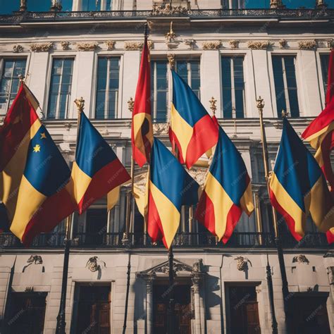 Premium AI Image | Belgian flags outside the Royal Palace background