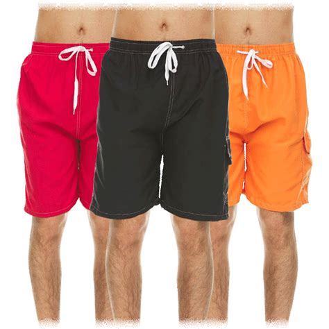 Morningsave 3 Pack Mens Quick Dry Swim Shorts With Cargo Pocket