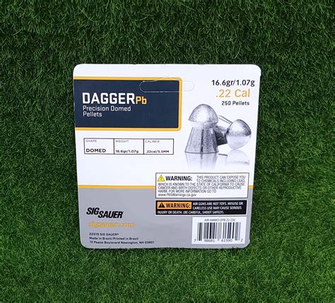 Sig Sauer Dagger Pb Airgun Pellets 22 Cal 16 6gr Domed AIR AMMO DPB 22