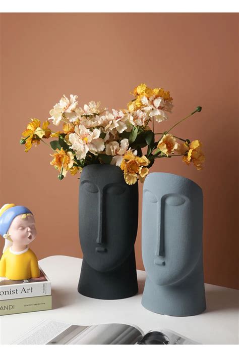 Ceramic Vase Minimal Ceramic Vase Face Art Vases Handmade Etsy