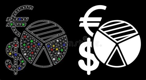 Bright Mesh D Sales Pie Chart Icon With Flash Spots Stock Vector