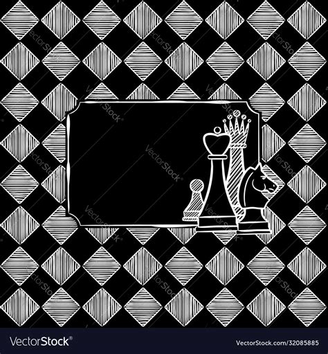 Chalk Hand Drawn Chess Frame Royalty Free Vector Image