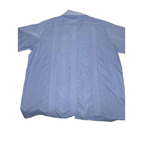 The Genuine Haband Guayabera Men S Large Blue Button Depop