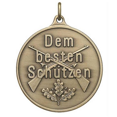 Medaille A44 2 Dem besten Schützen mit Öse und Ring vergoldet Jah