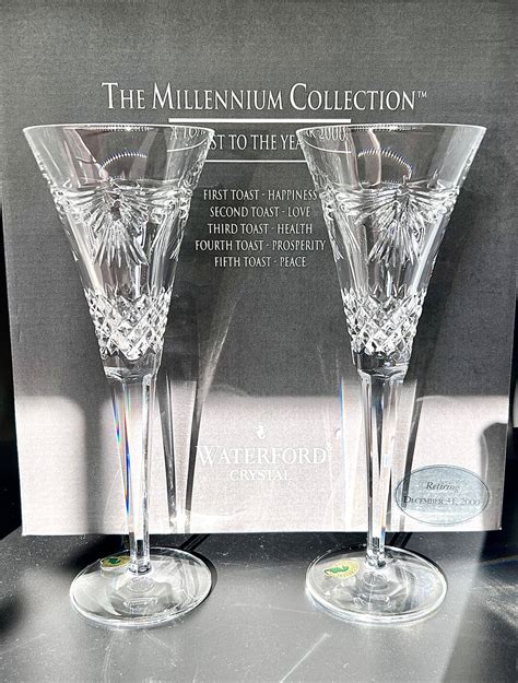 Waterford Crystal Champagne Flutes The Millennium Collection Yr2000