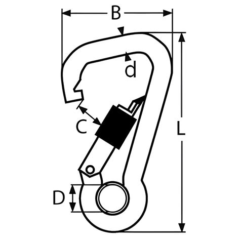 Spring Hook Asymmetric With Lock Nut And Eyelet Carabiner Hooks