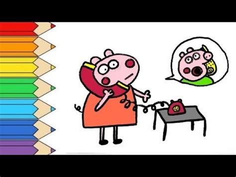 Drawing And Coloring Peppa Pig And Suzy Sheep Talking On The Phone