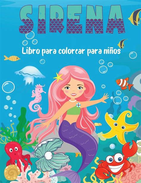 Sirena Libro para colorear para niños Libro para colorear de sirenas