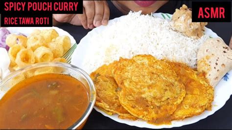 Eating Show Spicy Egg Omelette Pouch Curry Rice Tawa Roti Aloo