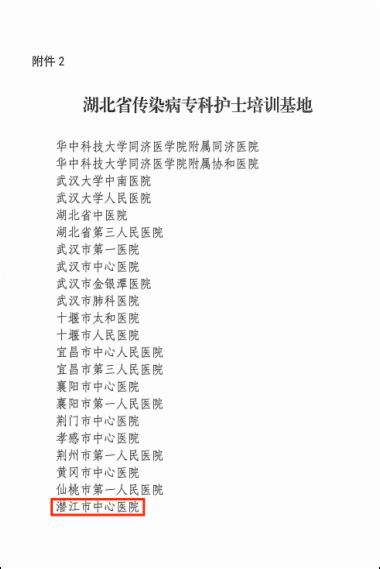 【喜报】坚守使命，奋勇前行——我院获评省级儿科、传染病专科护士培训基地 潜江市中心医院