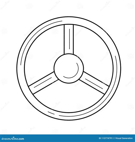 Steering Wheel Line Icon Stock Vector Illustration Of Draw