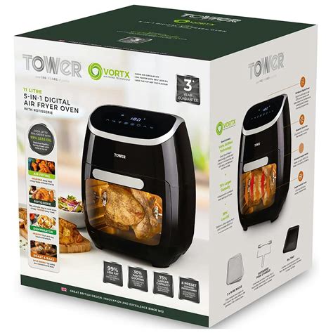 Tower T17039 11l Xpress Pro 5 In 1 Digital Air Fryer Oven In Black