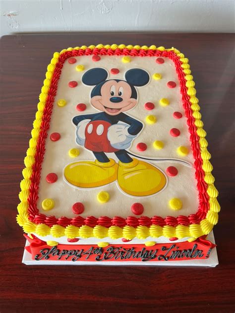 Red And Yellow Mickey Mouse Th Birthday Sheet Cake Adrienne Co