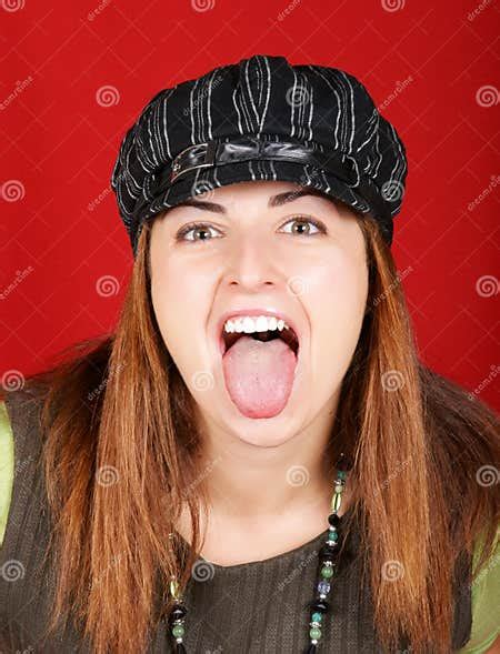 Young Girl Sticking Out Her Tongue Stock Image Image Of Tongue