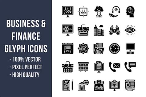 Iconos De Glifos De Negocios Y Finanzas Vector Premium