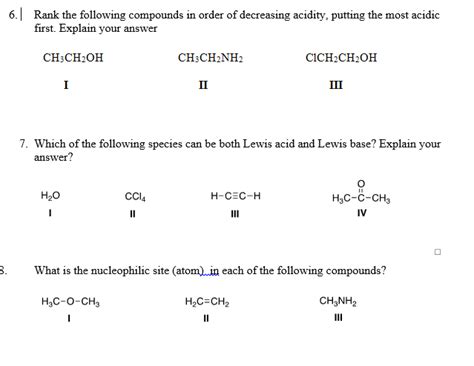 Solved Rank The Following Compounds In Order Of Decreasin