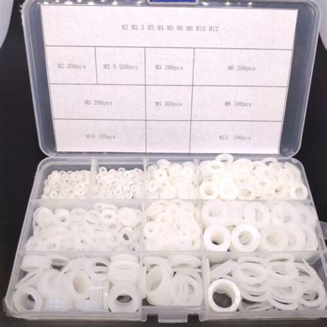 1500pcs White Nylon Flat Washers Assortment Kit EBay