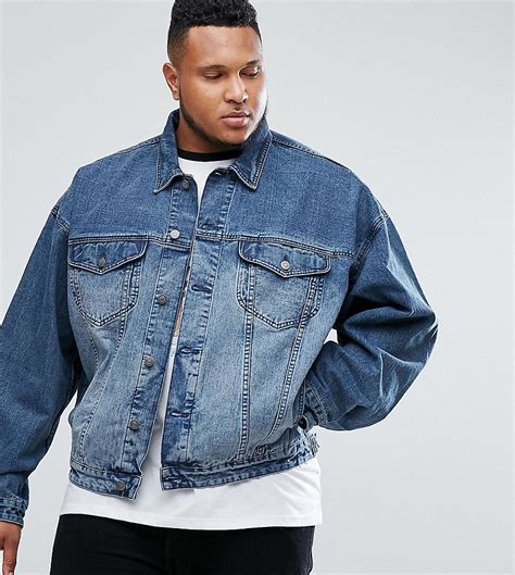 Asos Plus Oversized Denim Jacket In Mid Wash Blue Latest Fashion