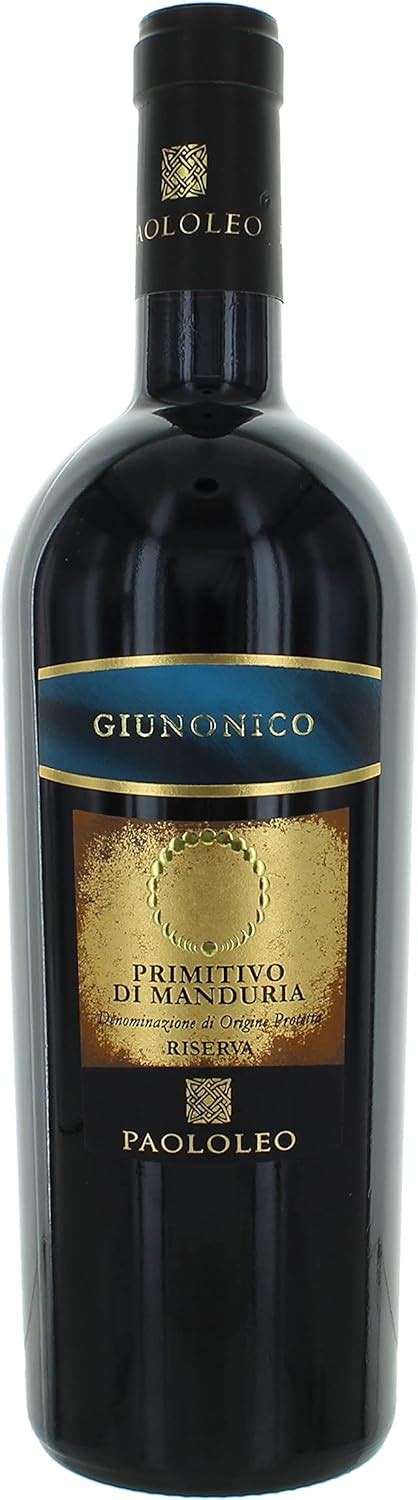 Giunonico Primitivo Di Manduria Riserva Dop Paololeo Cl 75 Amazon It