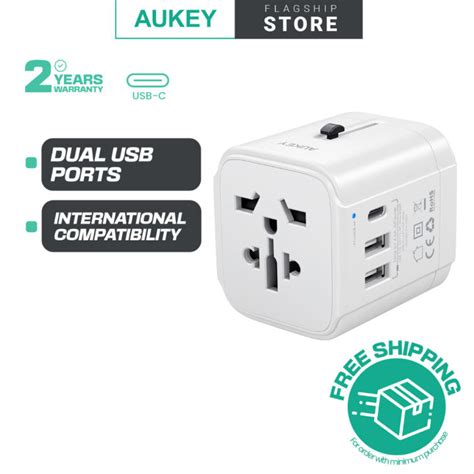 Aukey Pa Ta01 Universal Travel Adapter With Usb C And Usb A Ports White Lazada