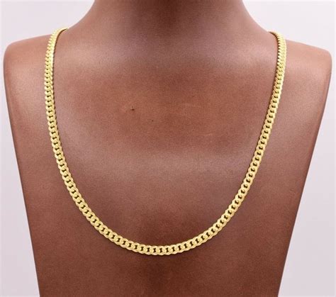 Mm Miami Cuban Chain Necklace Solid Yellow Gold Clad Silver Etsy