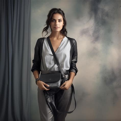 Premium AI Image Arafed Woman In A Leather Jacket And Pants Holding A