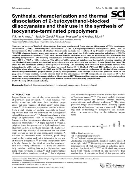 Synthesis Characterization And Thermal D