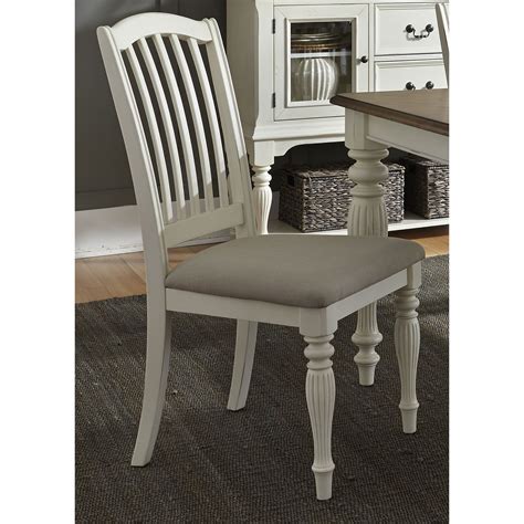 Liberty Cumberland Creek Slat Back White Side Chair Acacia Beige