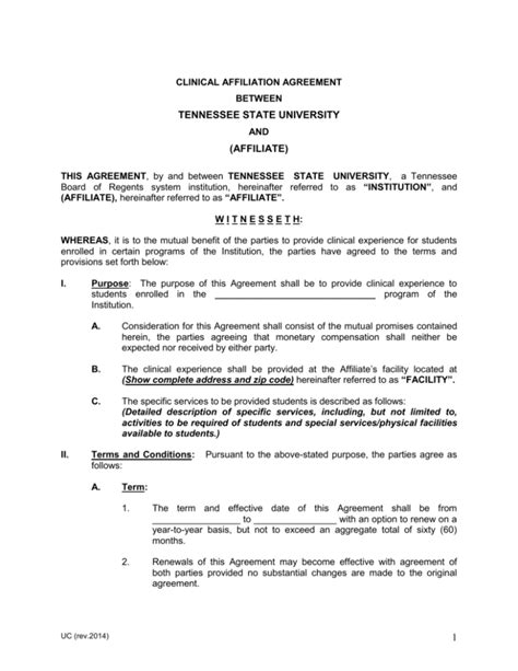 CLINICAL AFFILIATION AGREEMENT