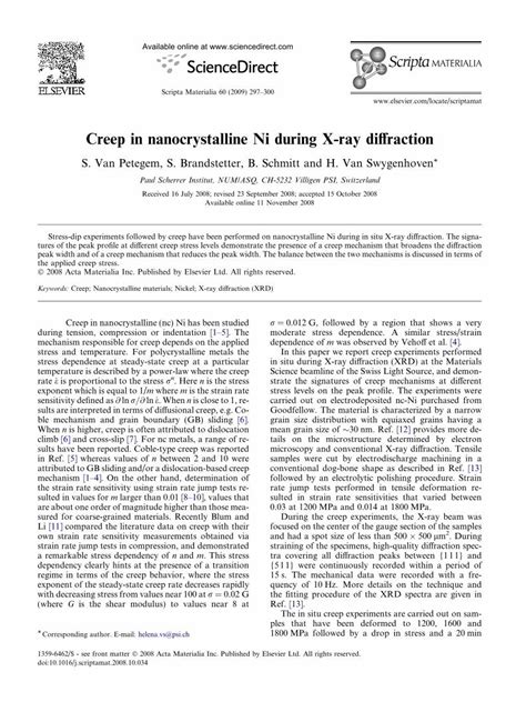 Pdf Creep In Nanocrystalline Ni During X Ray Diffraction Dokumen Tips