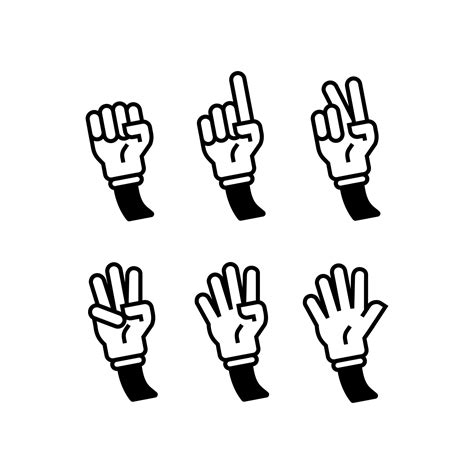 Set Of Hand Gesture Count 1 2 3 4 And 5 Vector Icon Illustration In