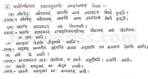 Sanskrit Class 9 Chapter 10 वाडमनः प्राणस्वरूपम् Ncert Exercise Solution Question Answer