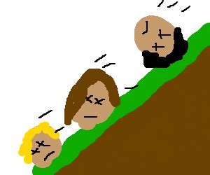 Heads are rolling down the hill - Drawception