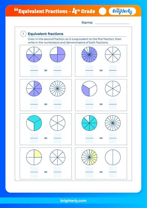 Free Equivalent Fractions Worksheet: 4th Grade Math at Brighterly