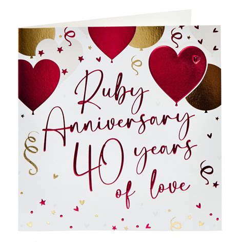 Buy Foil Heart Balloons Ruby 40th Wedding Anniversary For Gbp 199