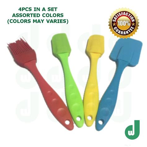 Dw Piece Rubber Spatula Brush Set Comfortable Handle Silicone Head