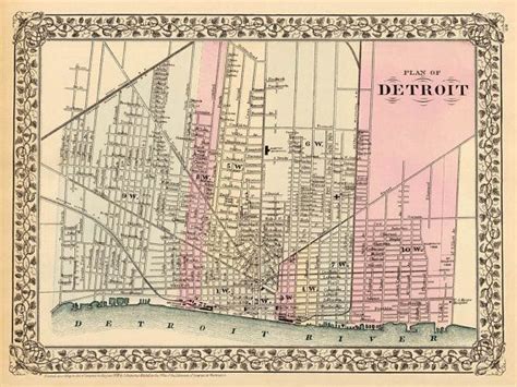 Detroit Map Vintage Map of Detroit Antique Map Archival Reproduction ...