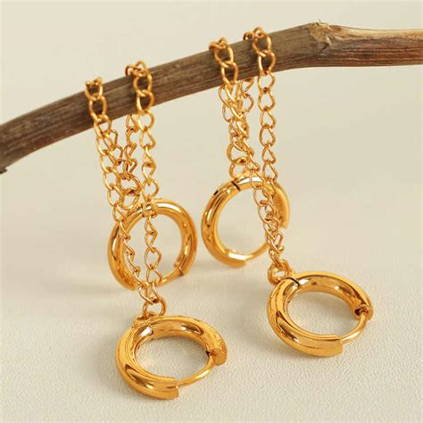 Stainless Steel Minimalist Design Jewelry K Gold Plated Double Layer