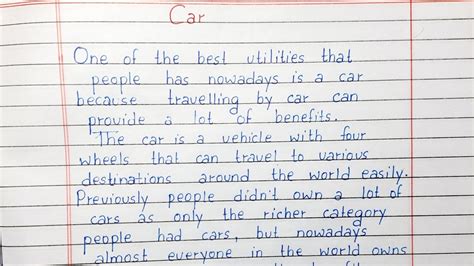 Write A Short Essay On Car Essay Writing English YouTube